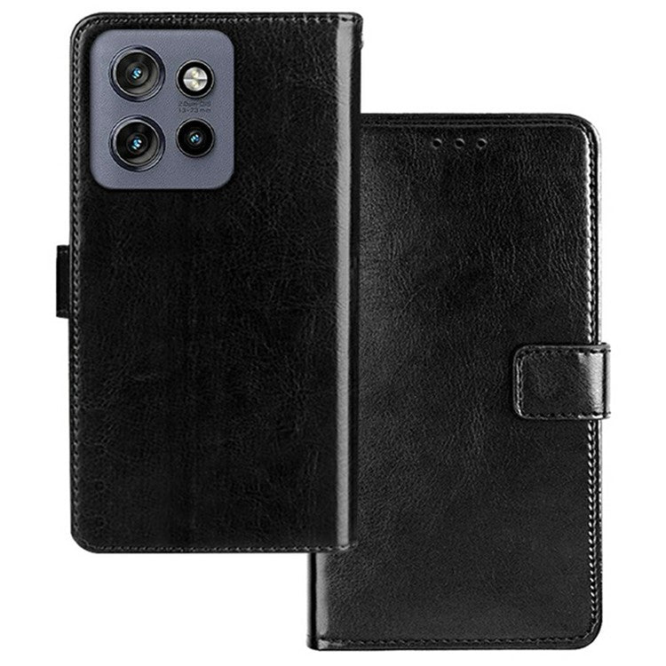 IDEWEI For Motorola Edge 50 Neo 5G / Moto S50 5G / Thinkphone 25 5G Phone Case Card Slots Leather Cover Crazy Horse Texture - Black