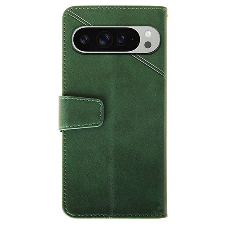 IDEWEI For Google Pixel 9 Pro XL Wallet Phone Case Calf Texture Stand Leather Cover - Green