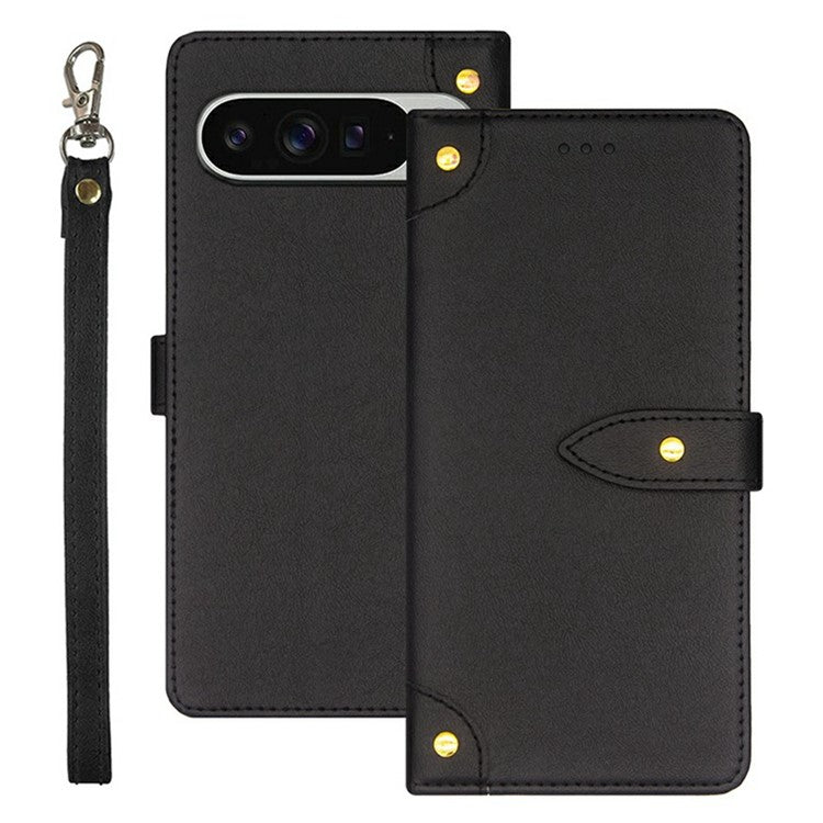 IDEWEI For Google Pixel 9 Pro XL Stand Case PU Leather Phone Cover with Card Slots - Black