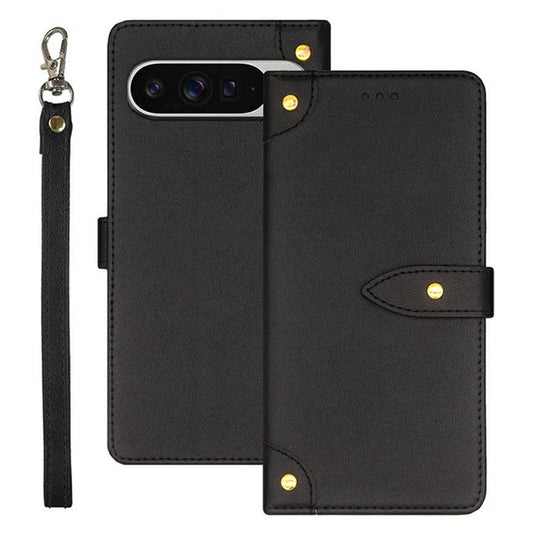 IDEWEI For Google Pixel 9 Pro XL Stand Case PU Leather Phone Cover with Card Slots - Black