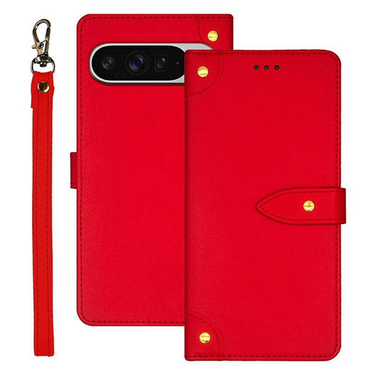 IDEWEI For Google Pixel 9 Pro XL Stand Case PU Leather Phone Cover with Card Slots - Red