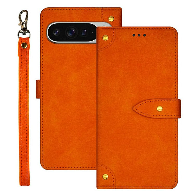 IDEWEI For Google Pixel 9 Pro XL Stand Case PU Leather Phone Cover with Card Slots - Orange