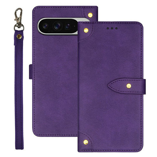 IDEWEI For Google Pixel 9 Pro XL Stand Case PU Leather Phone Cover with Card Slots - Purple