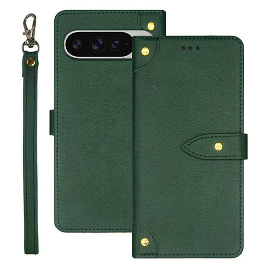 IDEWEI For Google Pixel 9 Pro XL Stand Case PU Leather Phone Cover with Card Slots - Green