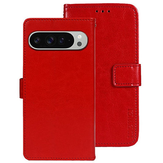 IDEWEI For Google Pixel 9 Pro XL Stand Case Crazy Horse Texture Leather Phone Cover - Red