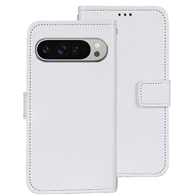 IDEWEI For Google Pixel 9 Pro XL Stand Case Crazy Horse Texture Leather Phone Cover - White