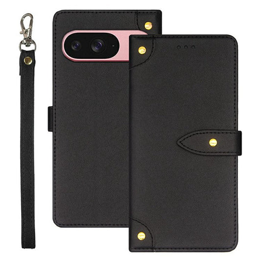IDEWEI For Google Pixel 9 / 9 Pro Stand Case PU Leather Phone Cover with Card Slots - Black