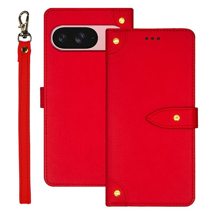 IDEWEI For Google Pixel 9 / 9 Pro Stand Case PU Leather Phone Cover with Card Slots - Red