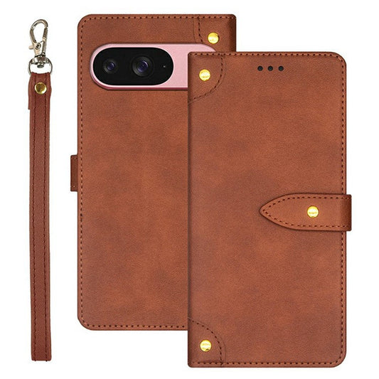 IDEWEI For Google Pixel 9 / 9 Pro Stand Case PU Leather Phone Cover with Card Slots - Brown