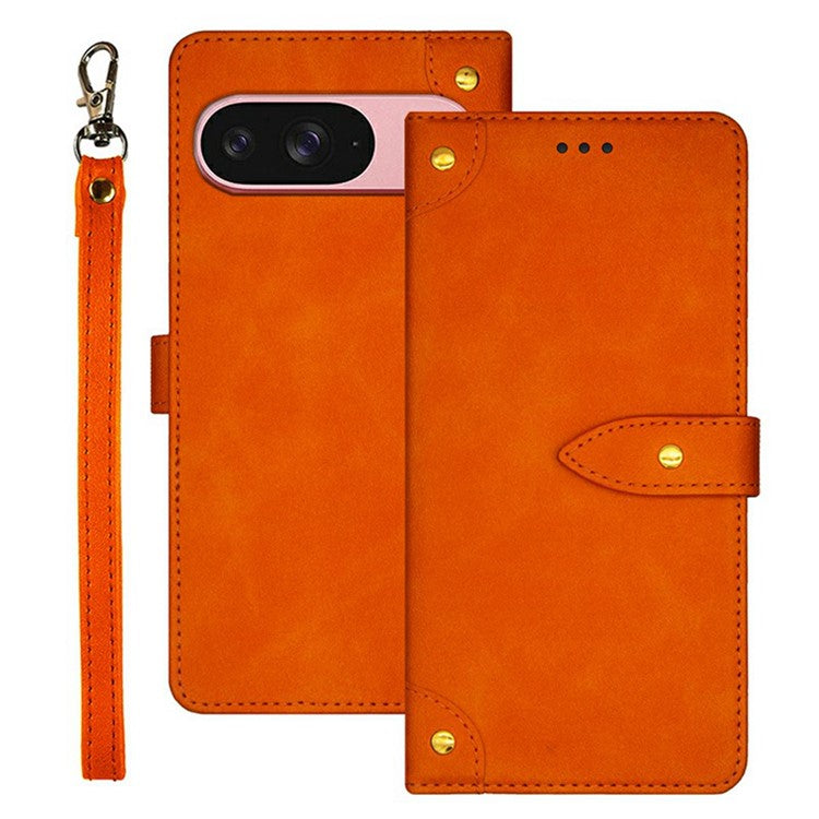 IDEWEI For Google Pixel 9 / 9 Pro Stand Case PU Leather Phone Cover with Card Slots - Orange
