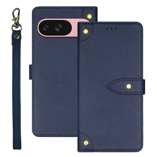 IDEWEI For Google Pixel 9 / 9 Pro Stand Case PU Leather Phone Cover with Card Slots - Blue