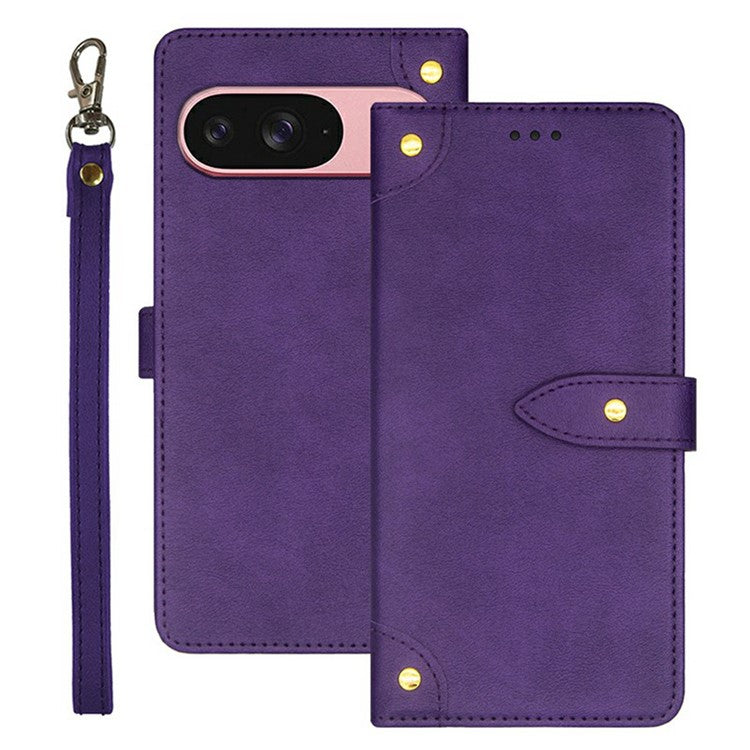 IDEWEI For Google Pixel 9 / 9 Pro Stand Case PU Leather Phone Cover with Card Slots - Purple