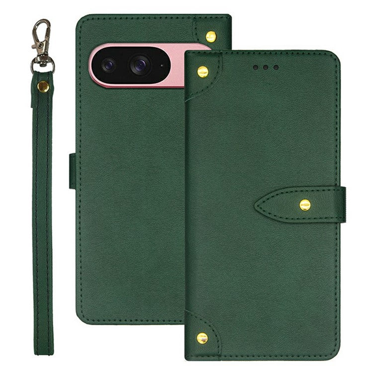 IDEWEI For Google Pixel 9 / 9 Pro Stand Case PU Leather Phone Cover with Card Slots - Green