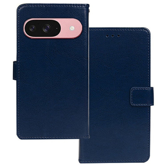 IDEWEI For Google Pixel 9 / 9 Pro Phone Case Card Slots Leather Cover Crazy Horse Texture - Blue