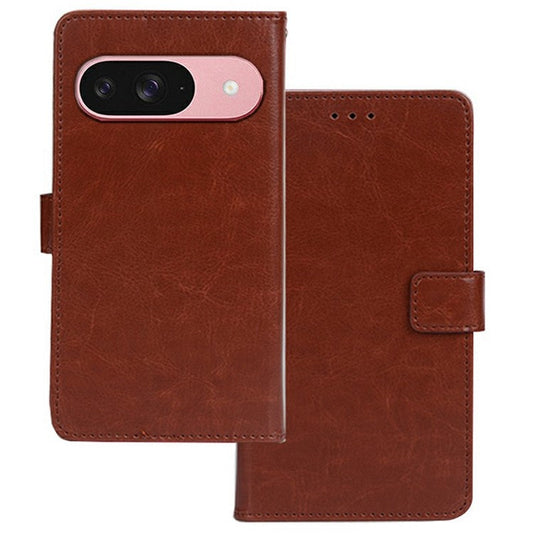 IDEWEI For Google Pixel 9 / 9 Pro Phone Case Card Slots Leather Cover Crazy Horse Texture - Brown