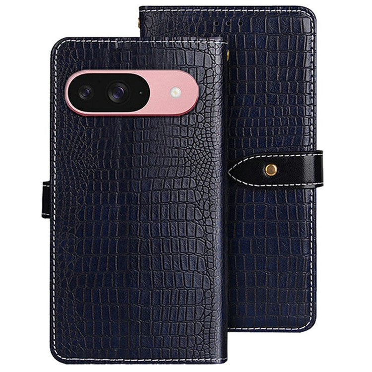 IDEWEI For Google Pixel 9 Pro  /  Pixel 9 Case Crocodile Texture PU Leather Flip Phone Cover - Blue