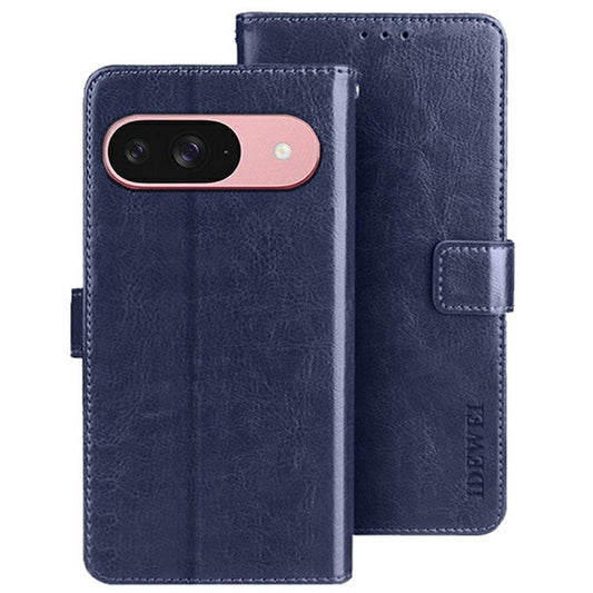 IDEWEI For Google Pixel 9 / 9 Pro Stand Case Crazy Horse Texture Leather Phone Cover - Dark Blue