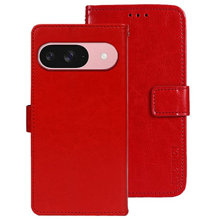 IDEWEI For Google Pixel 9 / 9 Pro Stand Case Crazy Horse Texture Leather Phone Cover - Red