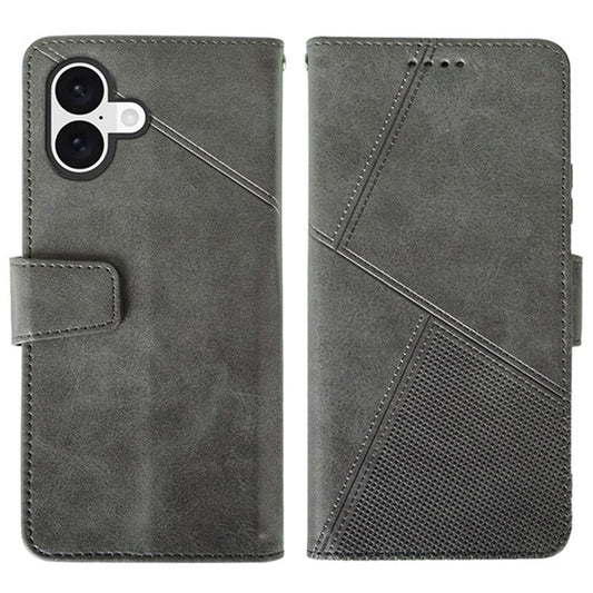 IDEWEI For iPhone 16 Plus Case Leather Wallet Phone Cover Stand Calf Texture - Grey