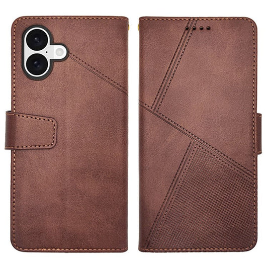 IDEWEI For iPhone 16 Case Leather Wallet Phone Cover Stand Calf Texture - Coffee