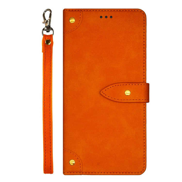 IDEWEI For iPhone 16 Case PU Leather Stand Phone Cover with Card Slots - Orange