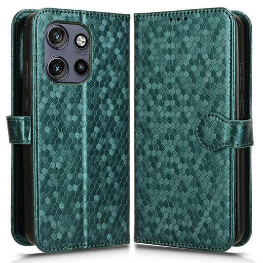 For Motorola Edge 50 Neo 5G / Moto S50 5G / Thinkphone 25 5G Wallet Case Dot Pattern Imprint PU Leather Phone Cover - Green