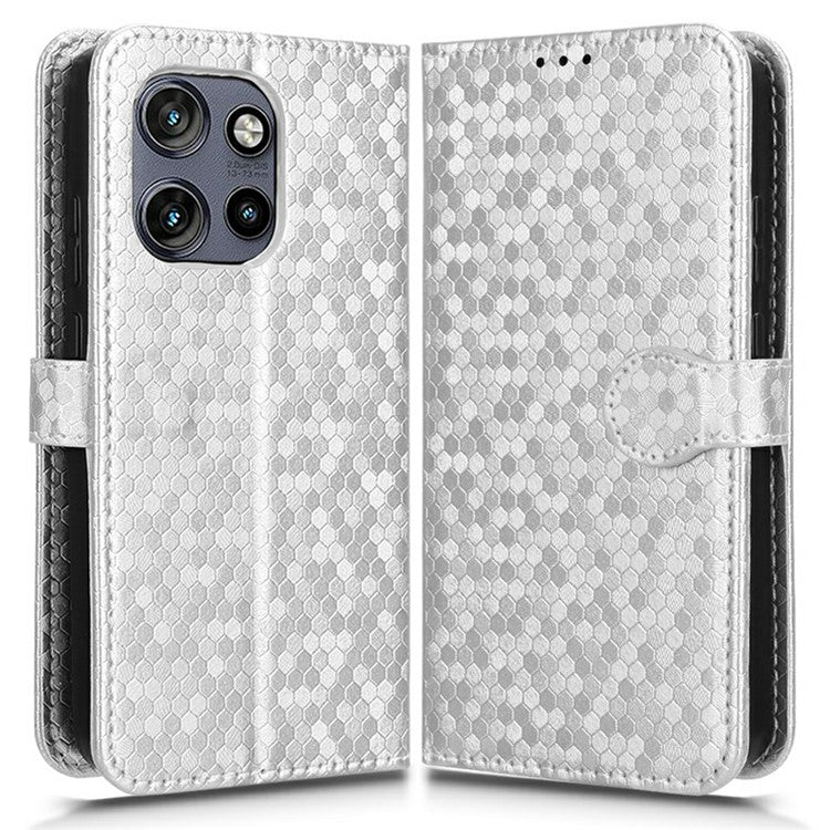 For Motorola Edge 50 Neo 5G / Moto S50 5G / Thinkphone 25 5G Wallet Case Dot Pattern Imprint PU Leather Phone Cover - Silver