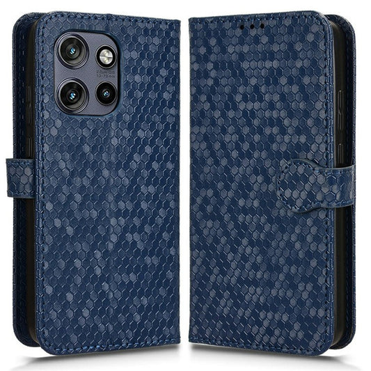 For Motorola Edge 50 Neo 5G / Moto S50 5G / Thinkphone 25 5G Wallet Case Dot Pattern Imprint PU Leather Phone Cover - Dark Blue