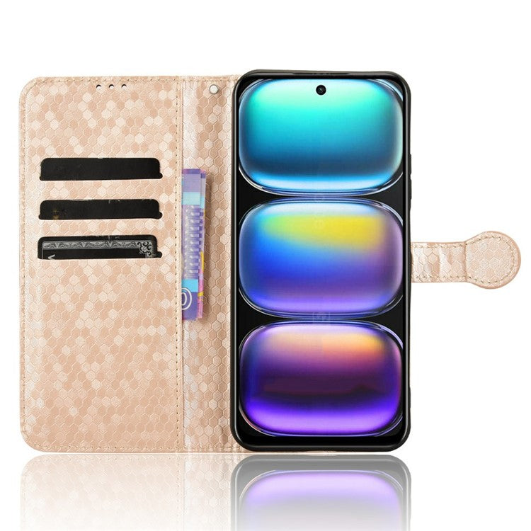 For Infinix Hot 50 5G Wallet Case Dot Pattern Imprint PU Leather Phone Cover - Rose Gold