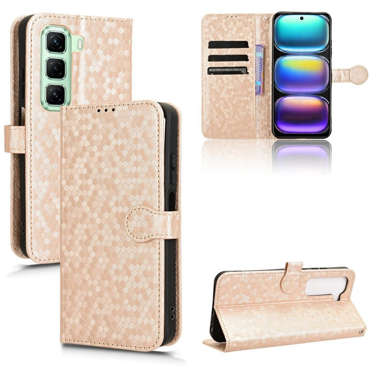 For Infinix Hot 50 5G Wallet Case Dot Pattern Imprint PU Leather Phone Cover - Rose Gold