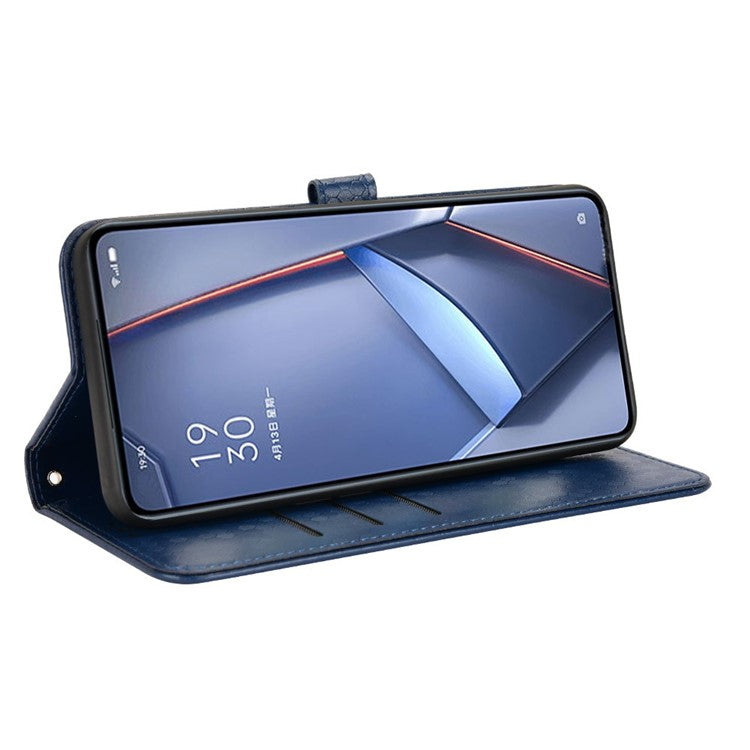 For Infinix Hot 50 5G Wallet Case Dot Pattern Imprint PU Leather Phone Cover - Dark Blue