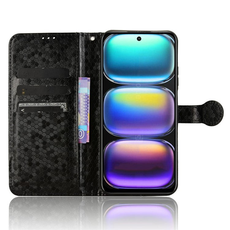 For Infinix Hot 50 5G Wallet Case Dot Pattern Imprint PU Leather Phone Cover - Black