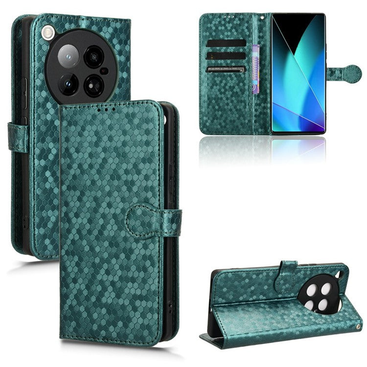 For Infinix Zero 40 4G X6860 Wallet Case Dot Pattern Imprint PU Leather Phone Cover - Green