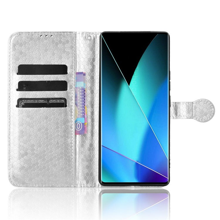 For Infinix Zero 40 4G X6860 Wallet Case Dot Pattern Imprint PU Leather Phone Cover - Silver