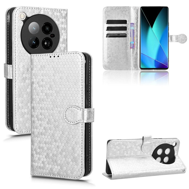 For Infinix Zero 40 4G X6860 Wallet Case Dot Pattern Imprint PU Leather Phone Cover - Silver
