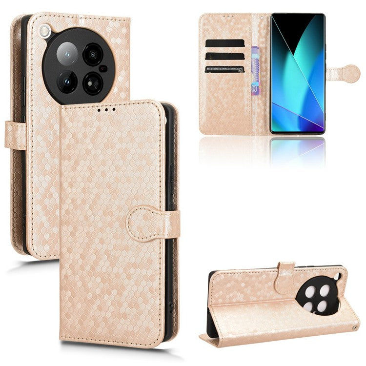 For Infinix Zero 40 4G X6860 Wallet Case Dot Pattern Imprint PU Leather Phone Cover - Rose Gold