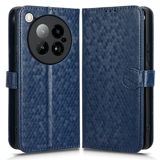 For Infinix Zero 40 4G X6860 Wallet Case Dot Pattern Imprint PU Leather Phone Cover - Dark Blue