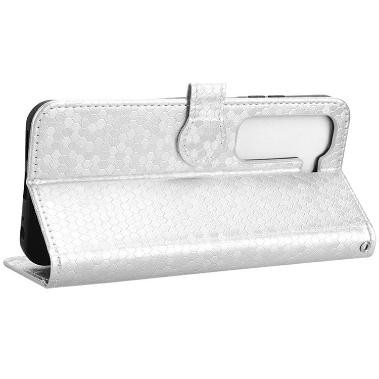 For Infinix Hot 50 4G Wallet Case Dot Pattern Imprint PU Leather Phone Cover - Silver