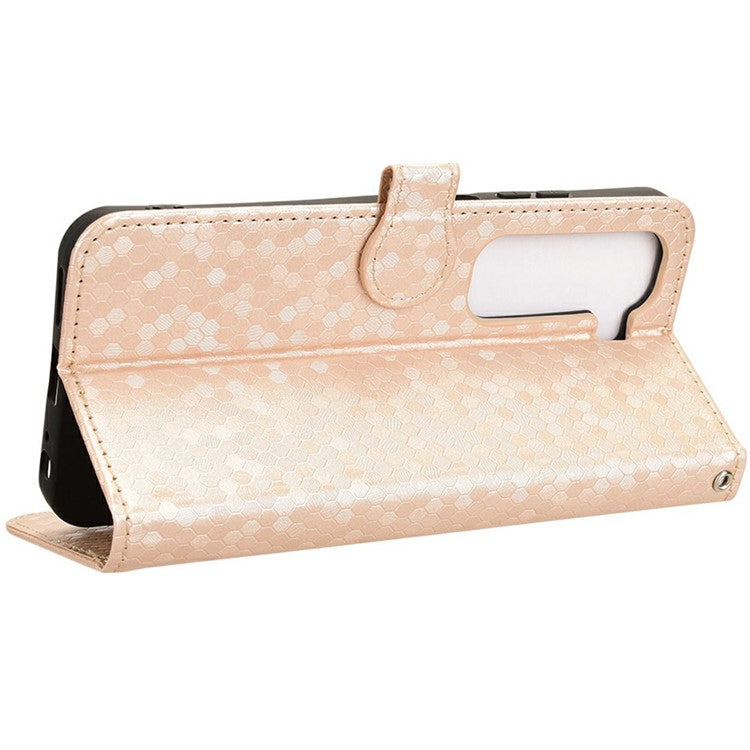 For Infinix Hot 50 4G Wallet Case Dot Pattern Imprint PU Leather Phone Cover - Rose Gold