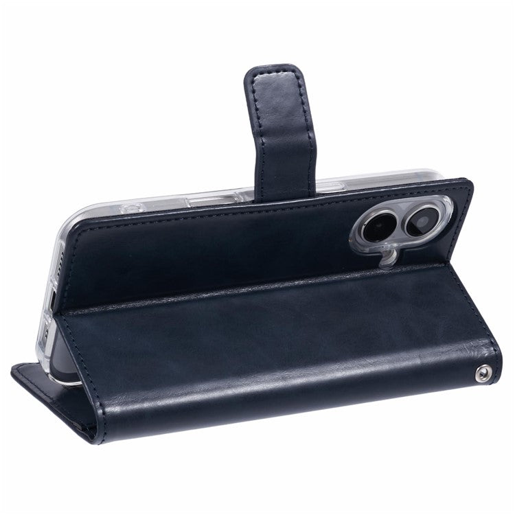 MERCURY GOOSPERY Blue Moon For iPhone 16 Case Stand Full Protection Leather Phone Cover - Dark Blue