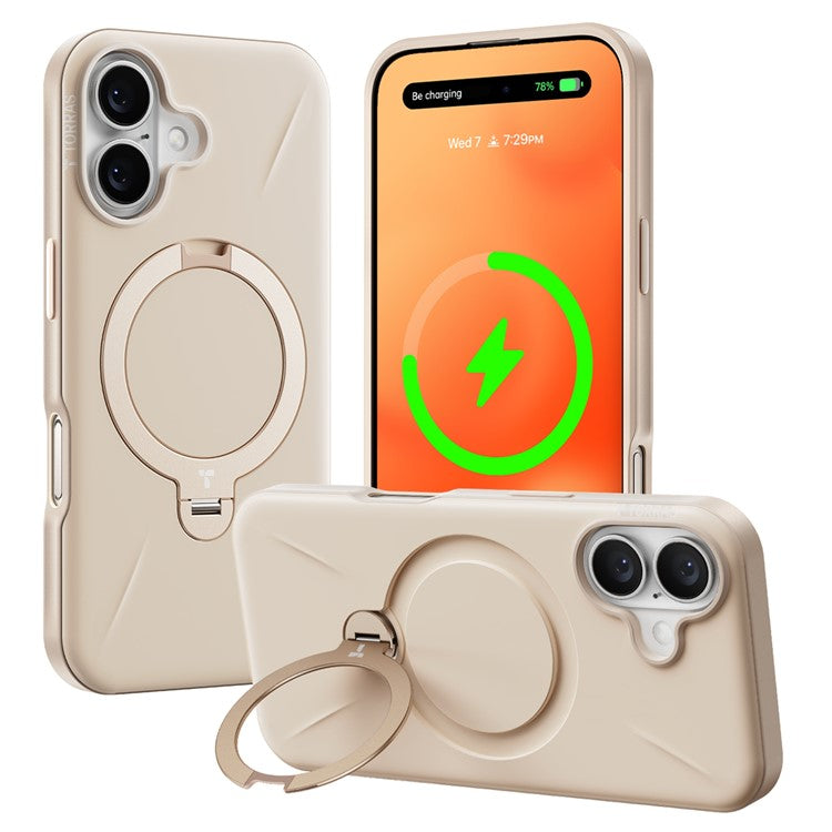 TORRAS Ostand Q Pro Series For iPhone 16 Case Kickstand TPU+PC Phone Cover Compatible with Magsafe, Desert Gold