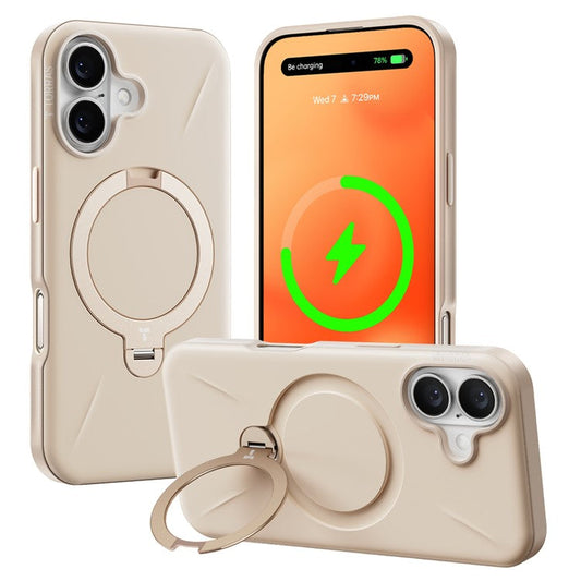 TORRAS Ostand Q Pro Series For iPhone 16 Case Kickstand TPU+PC Phone Cover Compatible with Magsafe, Desert Gold