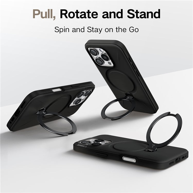 TORRAS Ostand Q Pro Series For iPhone 16 Pro Case Kickstand TPU+PC Phone Cover Compatible with Magsafe - Black