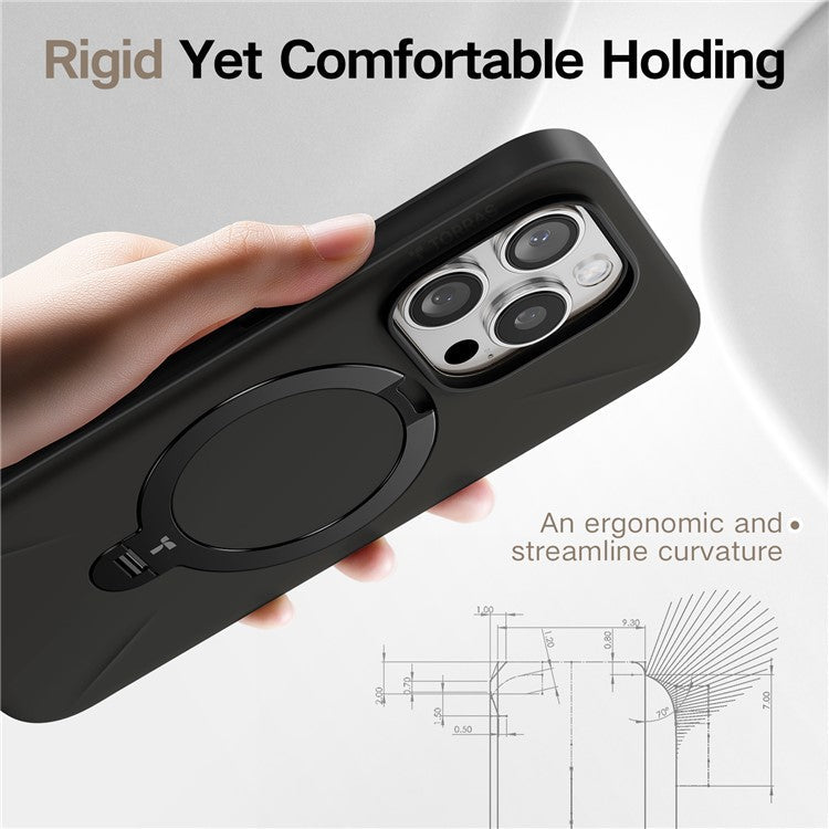 TORRAS Ostand Q Pro Series For iPhone 16 Pro Case Kickstand TPU+PC Phone Cover Compatible with Magsafe - Black