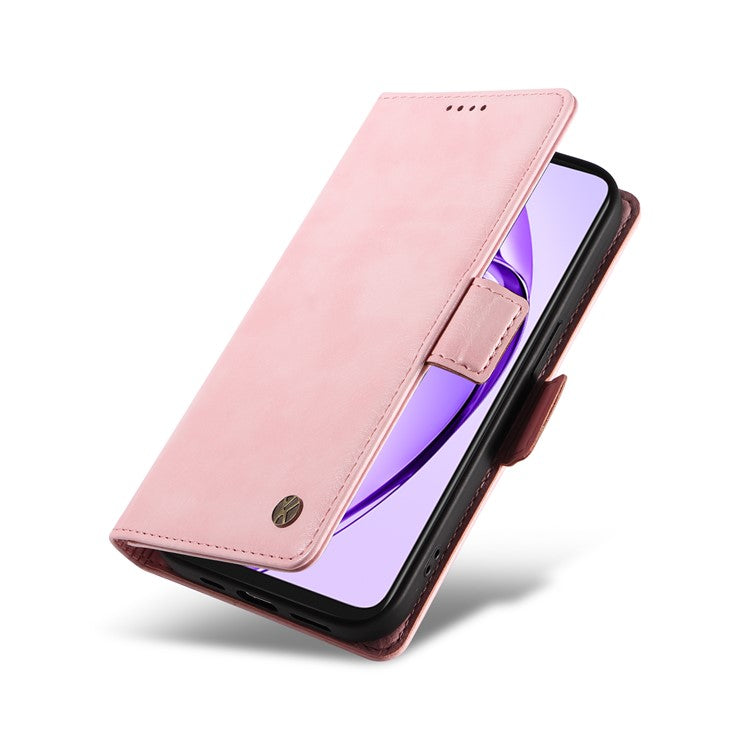 YIKATU YK-007 For Oppo A3x 4G / 5G (India) / A3 4G / 5G / A60 5G / A40 4G / A40M 4G Case Side Buckle PU Leather Phone Cover Litchi Texture - Pink