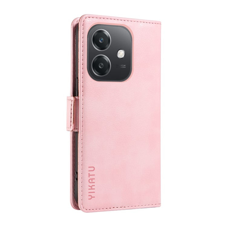 YIKATU YK-007 For Oppo A3x 4G / 5G (India) / A3 4G / 5G / A60 5G / A40 4G / A40M 4G Case Side Buckle PU Leather Phone Cover Litchi Texture - Pink