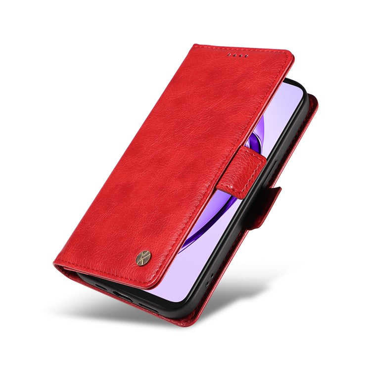 YIKATU YK-007 For Oppo A3x 4G / 5G (India) / A3 4G / 5G / A60 5G / A40 4G / A40M 4G Case Side Buckle PU Leather Phone Cover Litchi Texture - Red