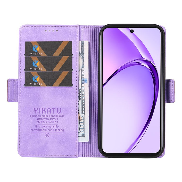 YIKATU YK-007 For Oppo A3x 4G / 5G (India) / A3 4G / 5G / A60 5G / A40 4G / A40M 4G Case Side Buckle PU Leather Phone Cover Litchi Texture - Purple