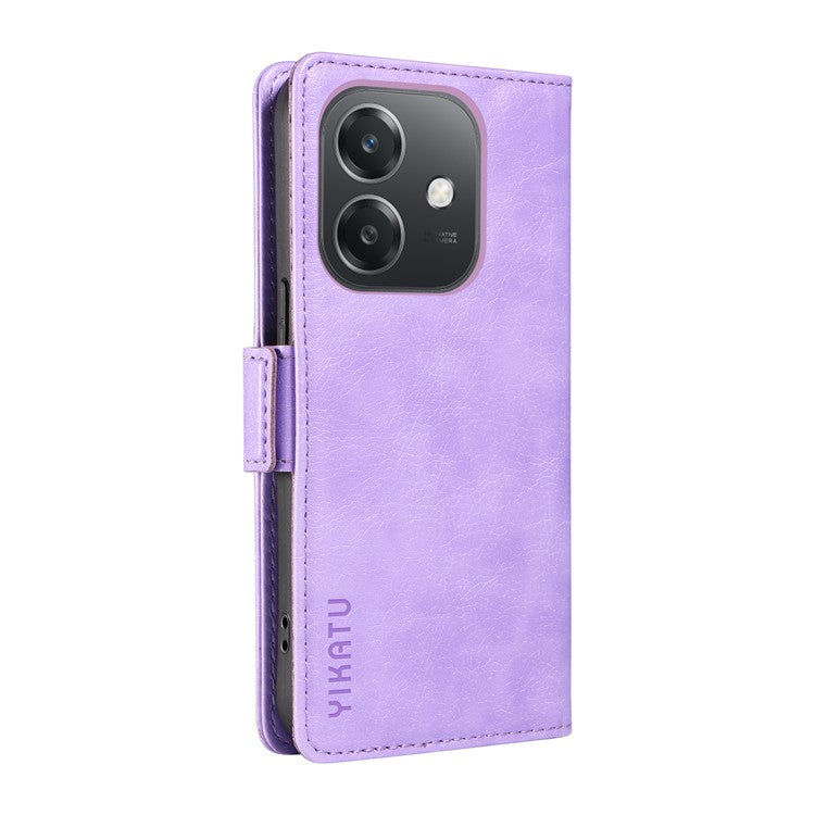 YIKATU YK-007 For Oppo A3x 4G / 5G (India) / A3 4G / 5G / A60 5G / A40 4G / A40M 4G Case Side Buckle PU Leather Phone Cover Litchi Texture - Purple
