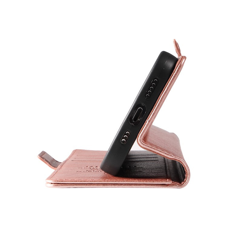YIKATU YK-007 For Oppo A3x 4G / 5G (India) / A3 4G / 5G / A60 5G / A40 4G / A40M 4G Case Side Buckle PU Leather Phone Cover Litchi Texture - Rose Gold